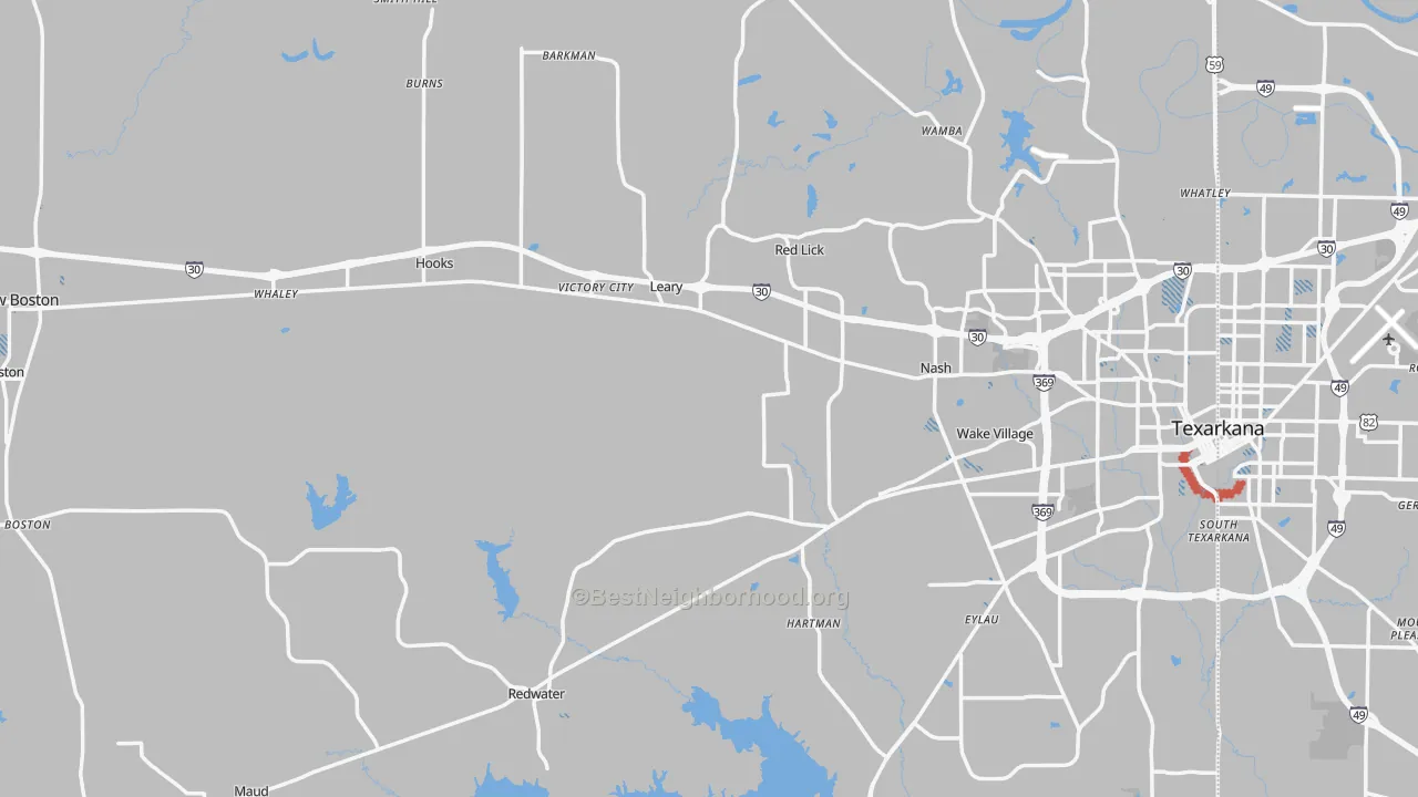 Transit Grade map of Bowie County, TX