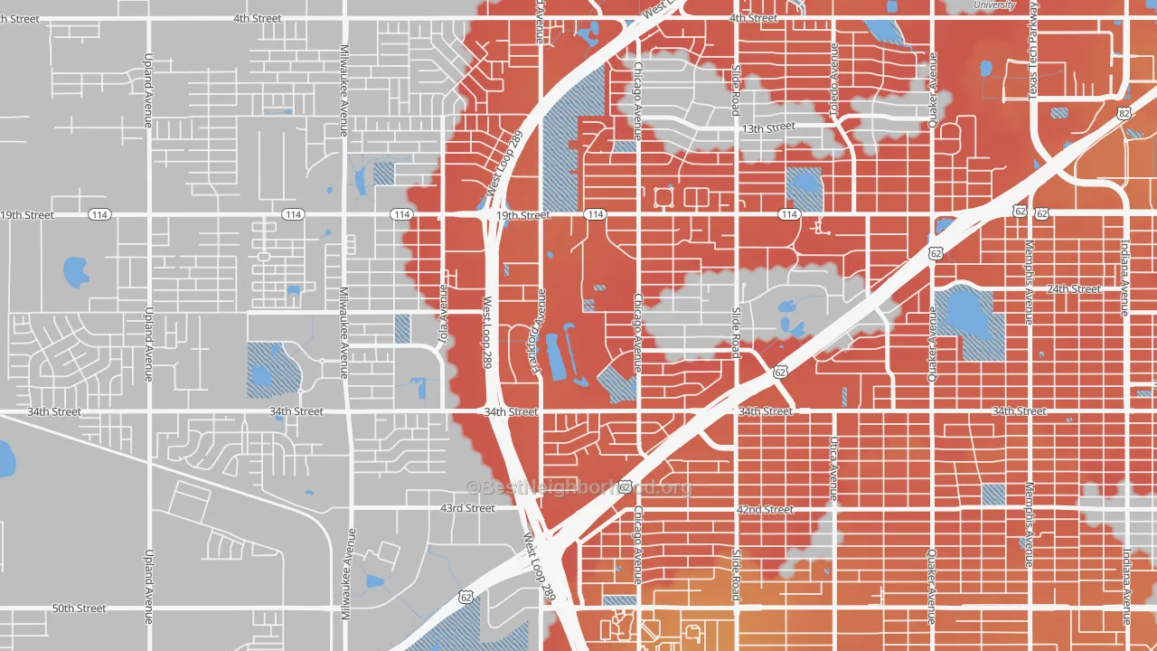 Transit Grade map of Bowie, Lubbock, TX