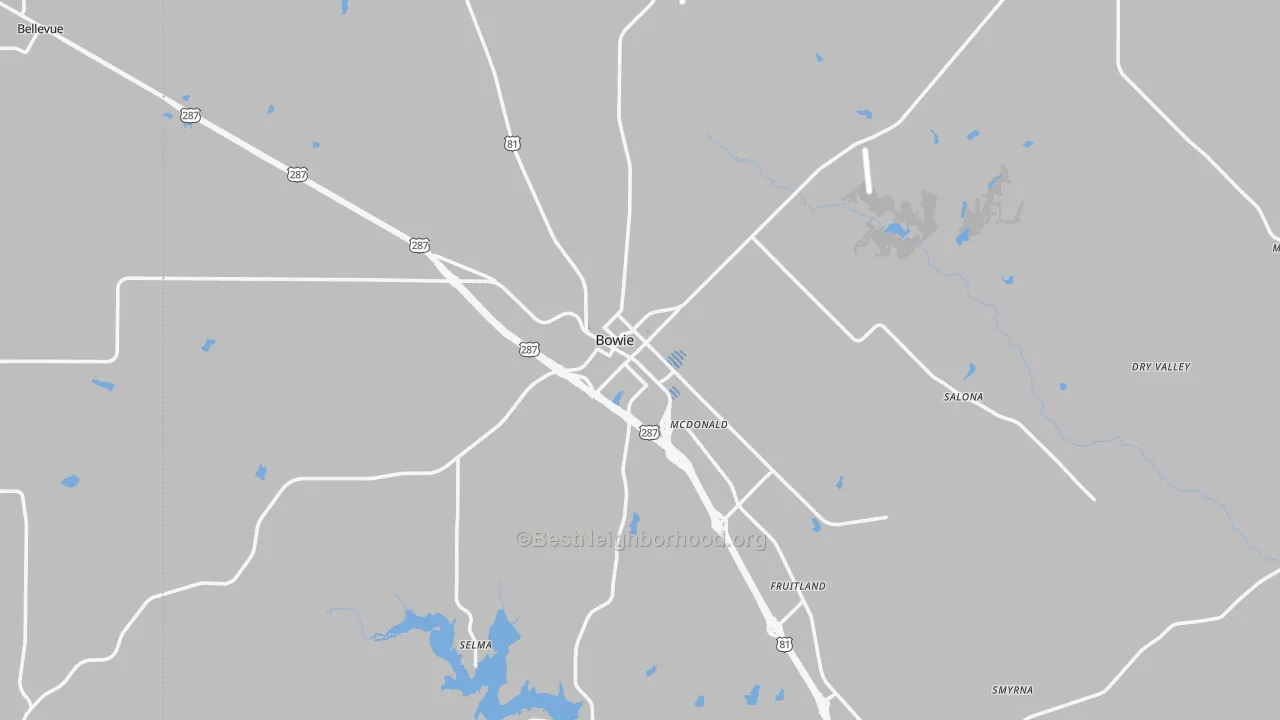 Transit Grade map of Bowie, TX