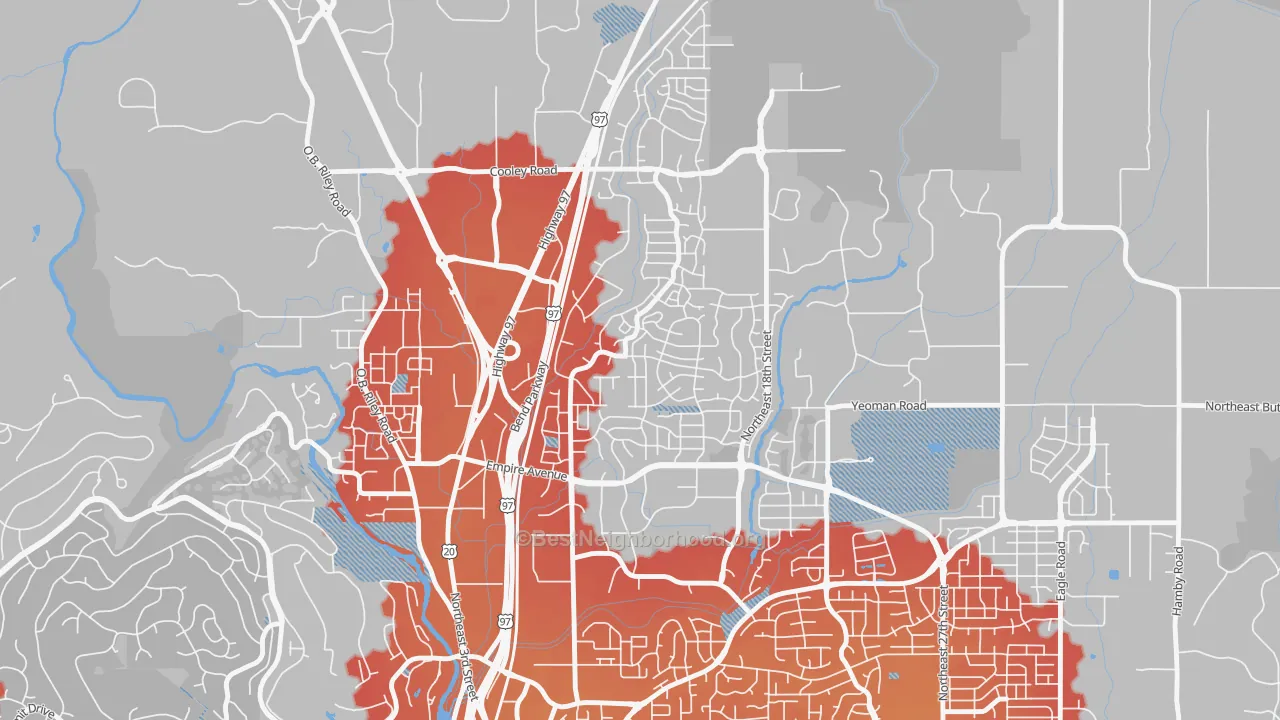 Transit Grade map of Boyd Acres, Bend, OR