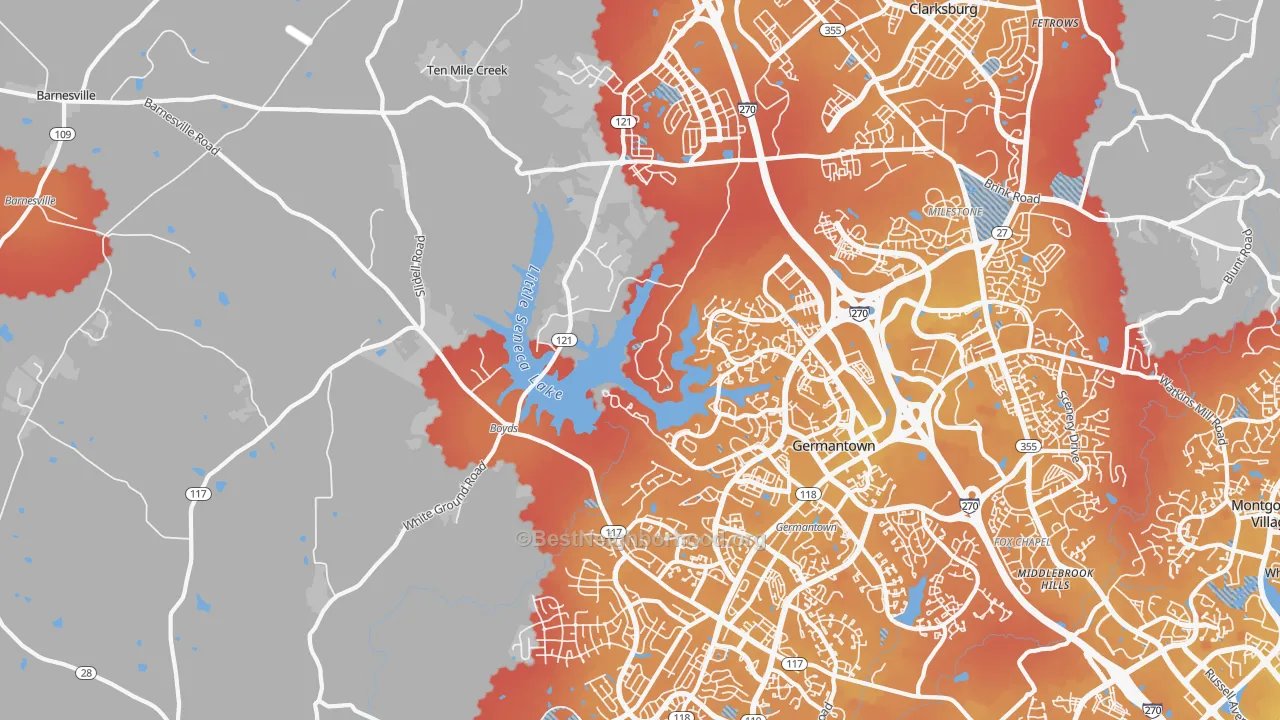 Transit Grade map of Boyds, MD