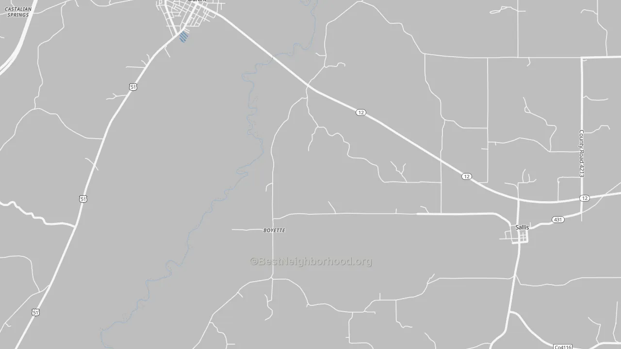 Transit Grade map of Boyette, MS