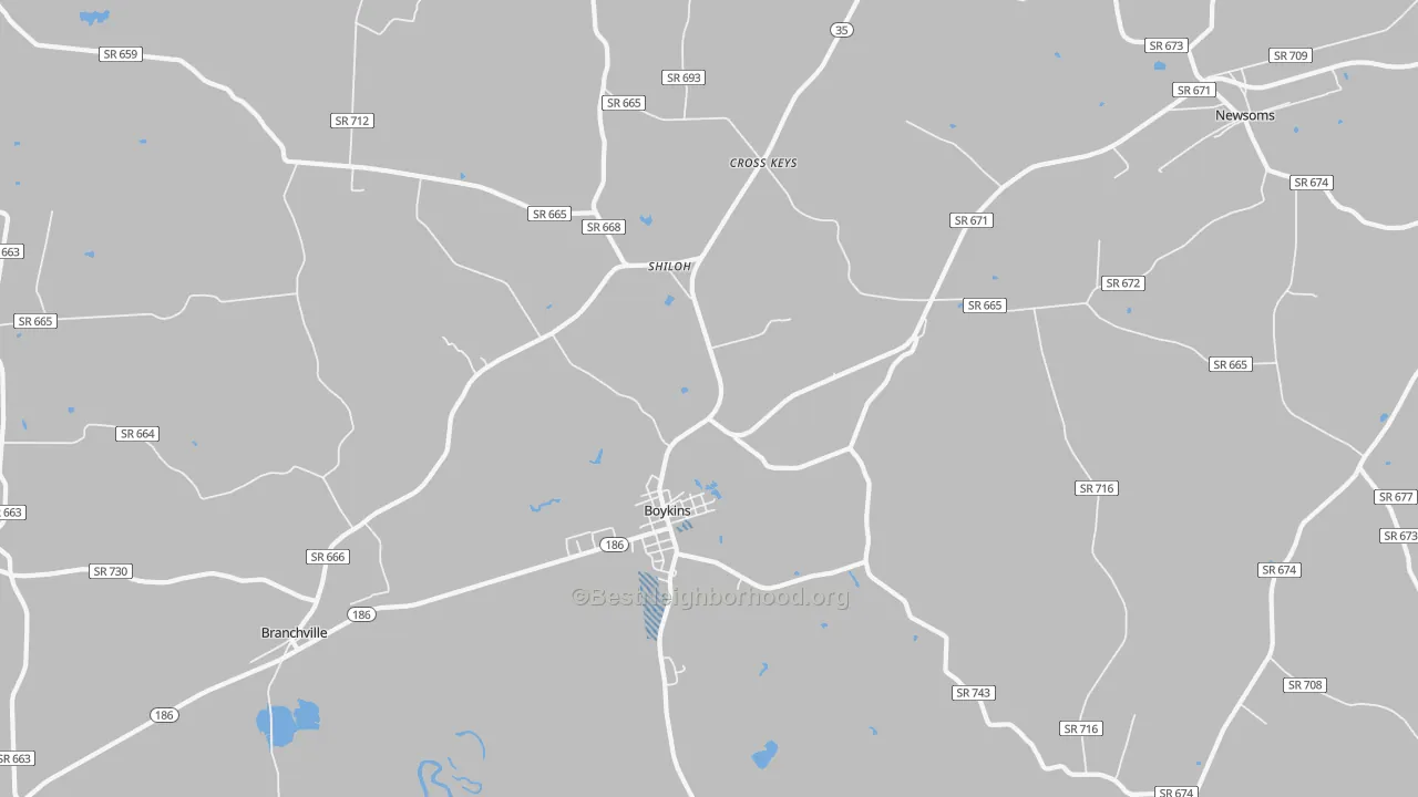 Transit Grade map of Boykins, VA
