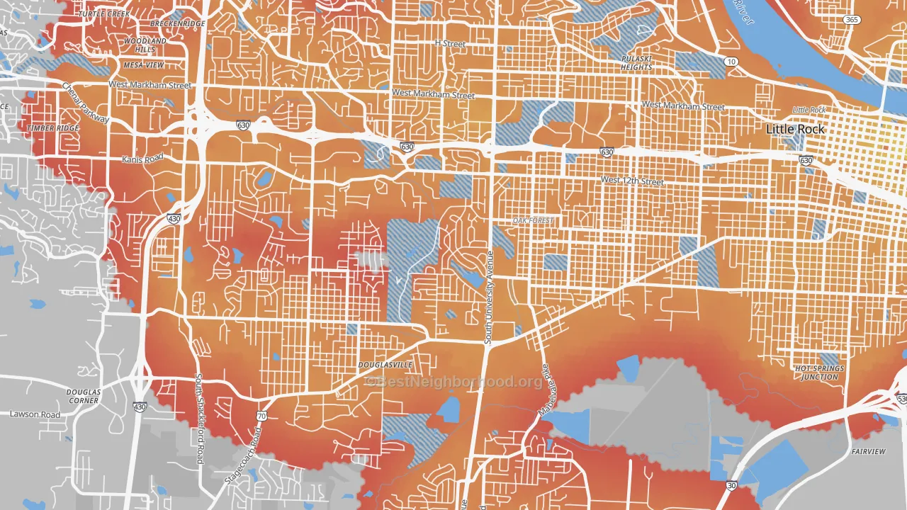 Transit Grade map of Boyle Park, Little Rock, AR