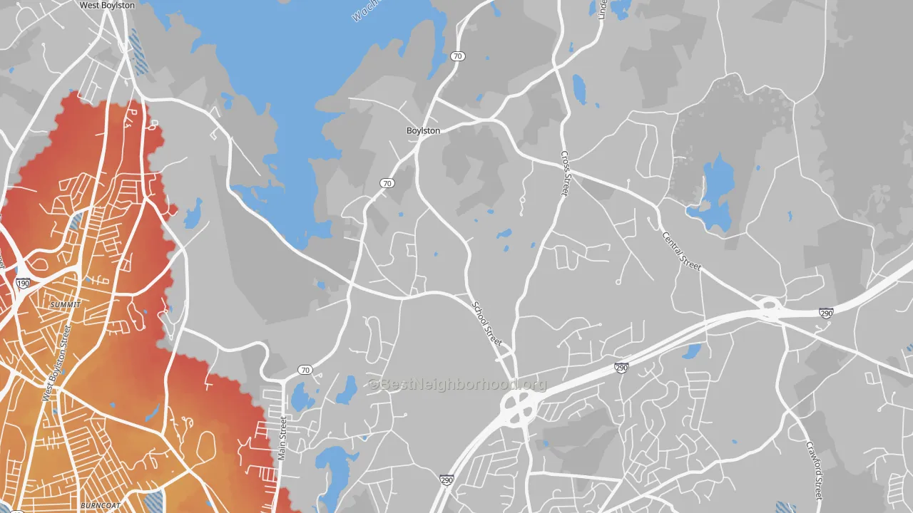 Transit Grade map of Boylston, MA
