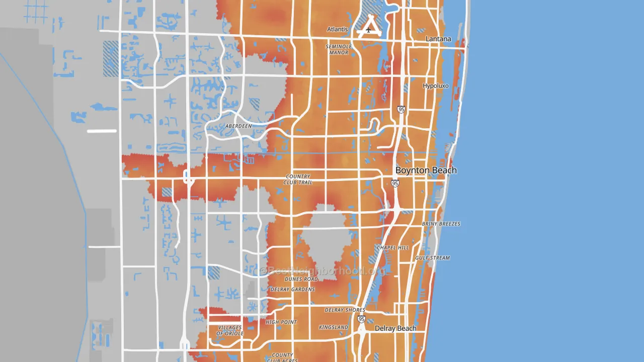 Transit Grade map of Boynton Beach, FL