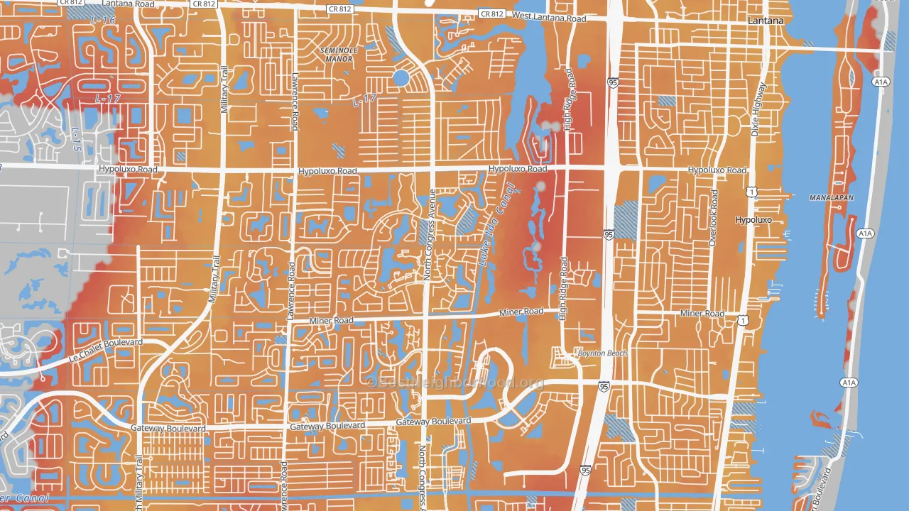 Transit Grade map of Boynton Lakes Plaza, Boynton Beach, FL
