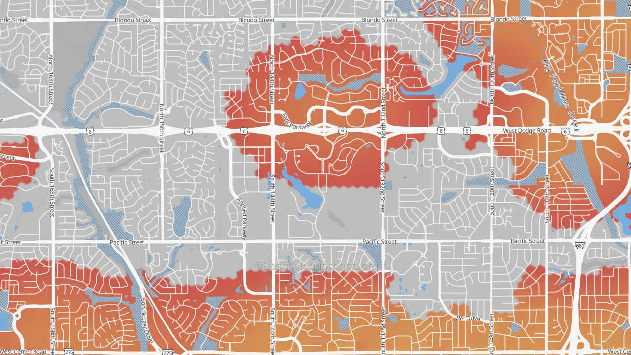 Transit Grade map of Boys Town, NE