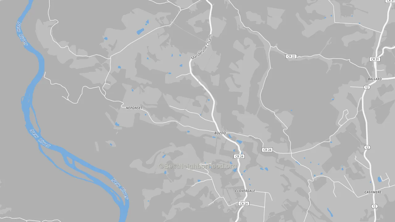 Transit Grade map of Bozoo, WV