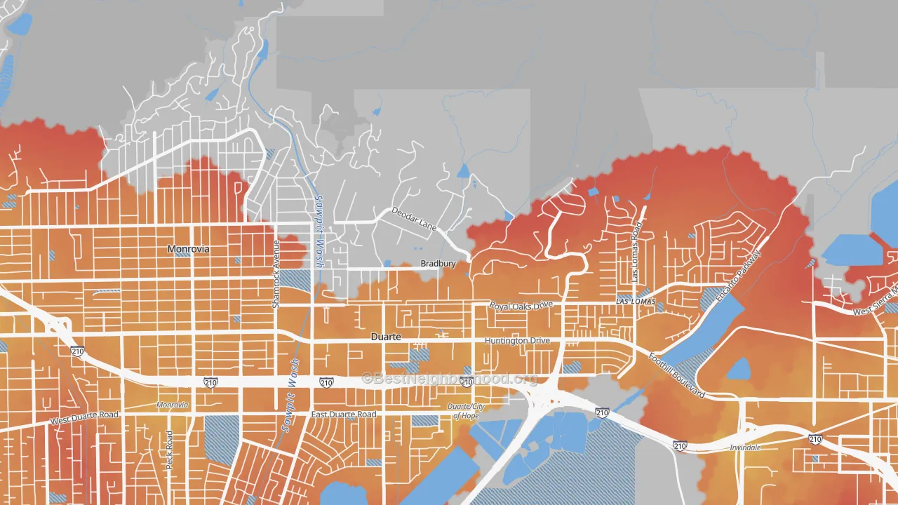 Transit Grade map of Bradbury, CA