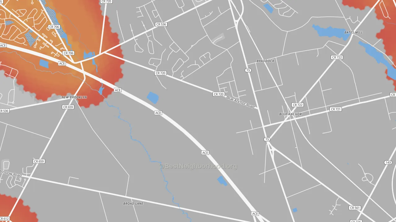 Transit Grade map of Braddock, NJ