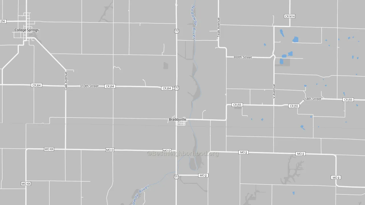 Transit Grade map of Braddyville, IA
