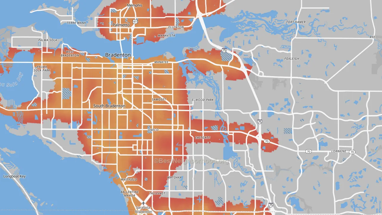 Transit Grade map of Bradenton, FL