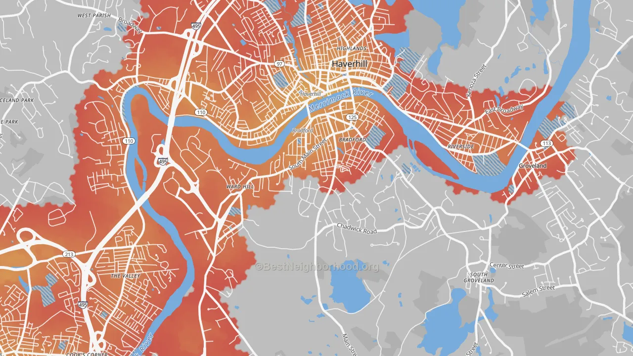 Transit Grade map of Bradford, Haverhill, MA