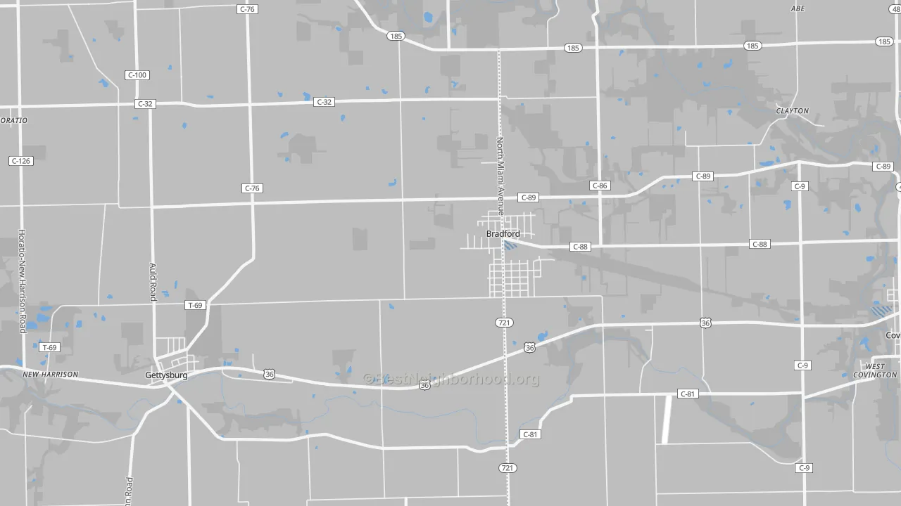 Transit Grade map of Bradford, OH