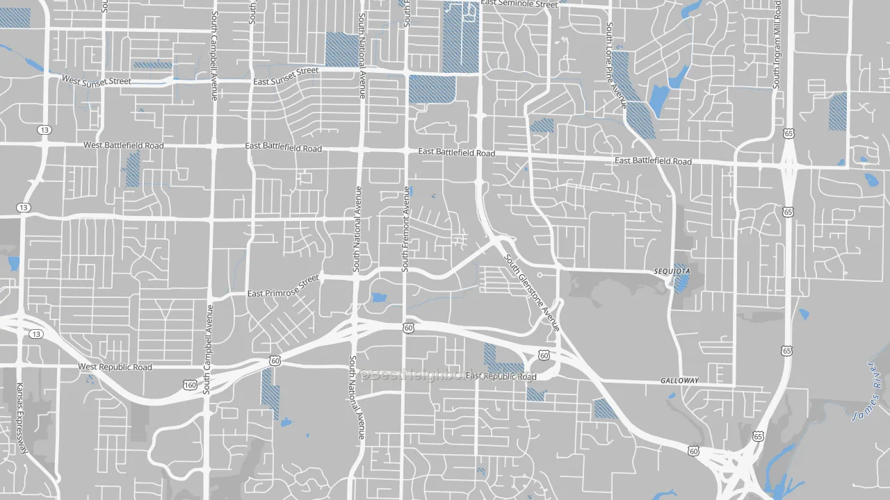Transit Grade map of Bradford Park, Springfield, MO