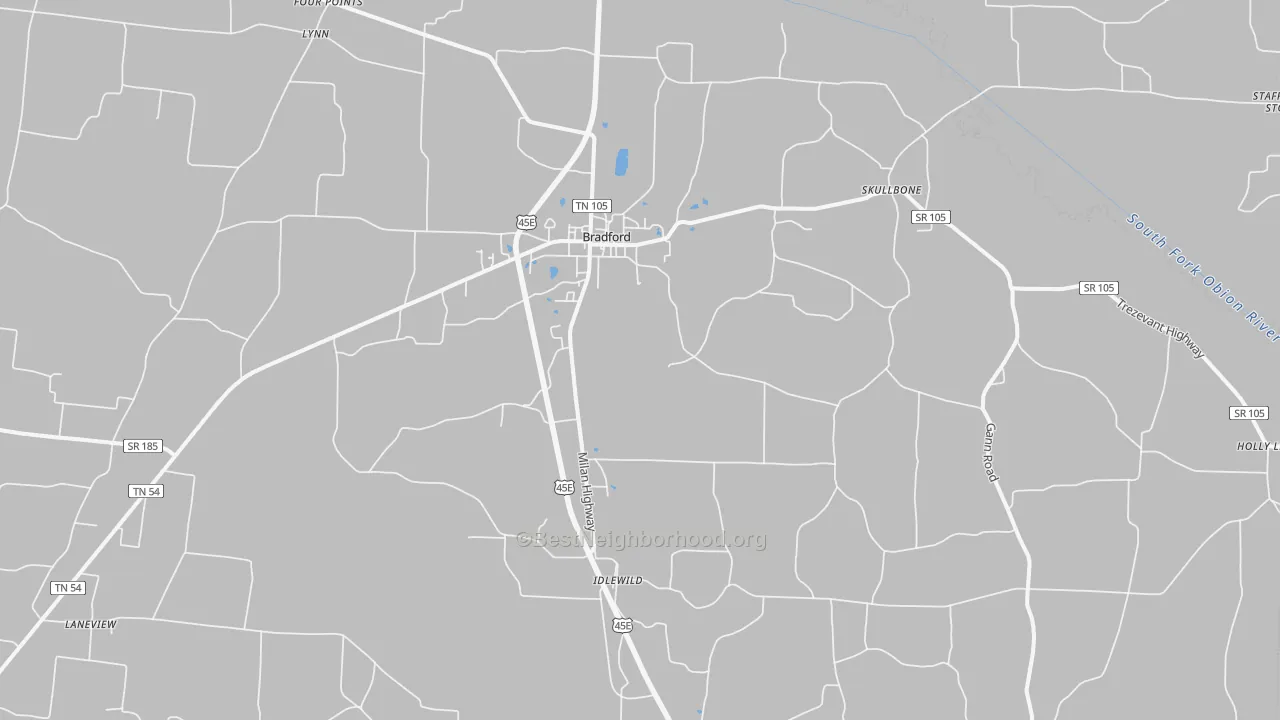 Transit Grade map of Bradford, TN