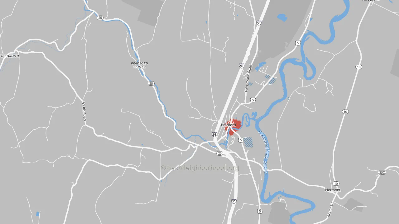 Transit Grade map of Bradford, VT