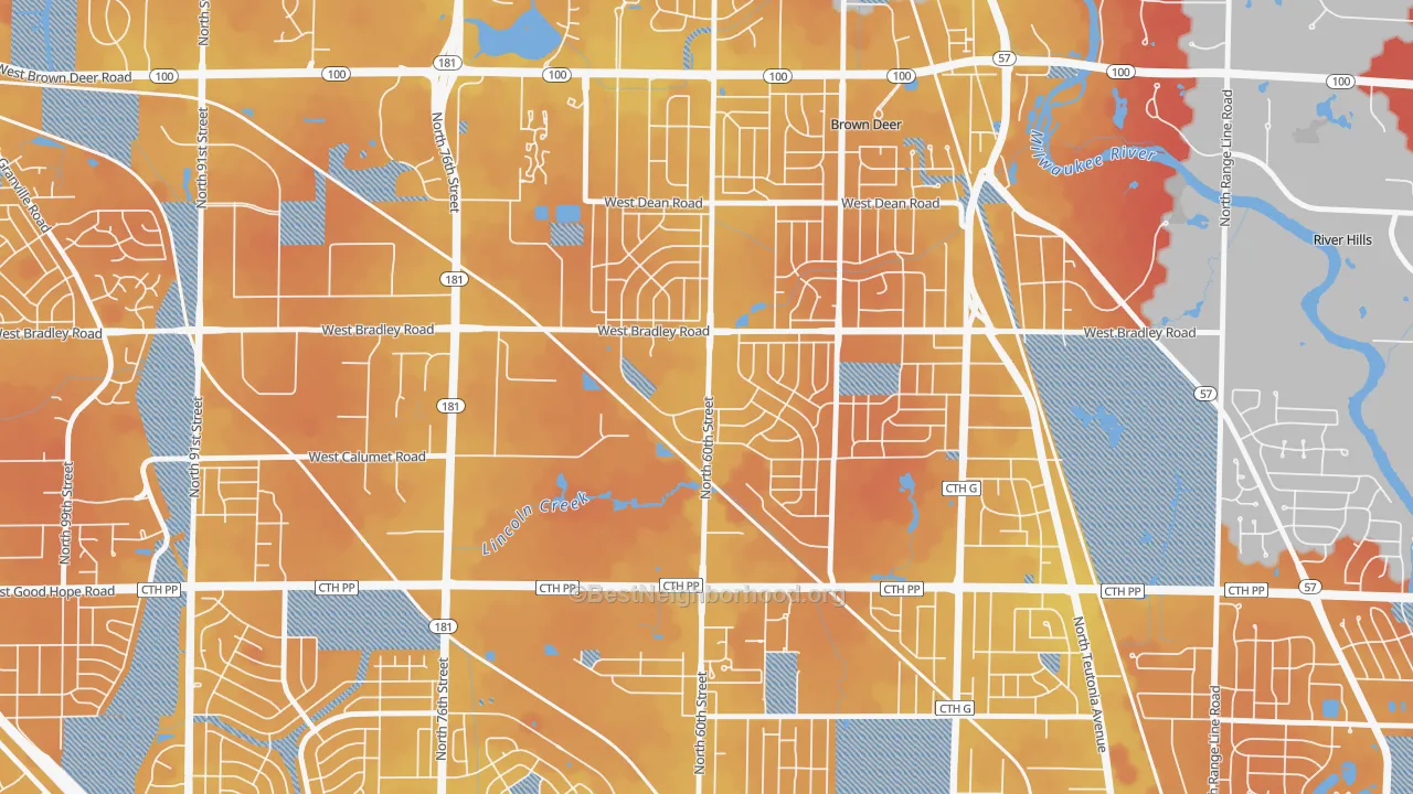 Transit Grade map of Bradley Estates, Milwaukee, WI