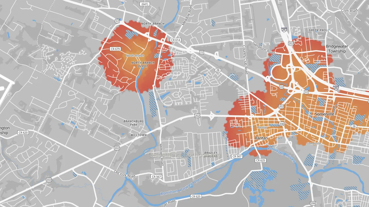 Transit Grade map of Bradley Gardens, NJ