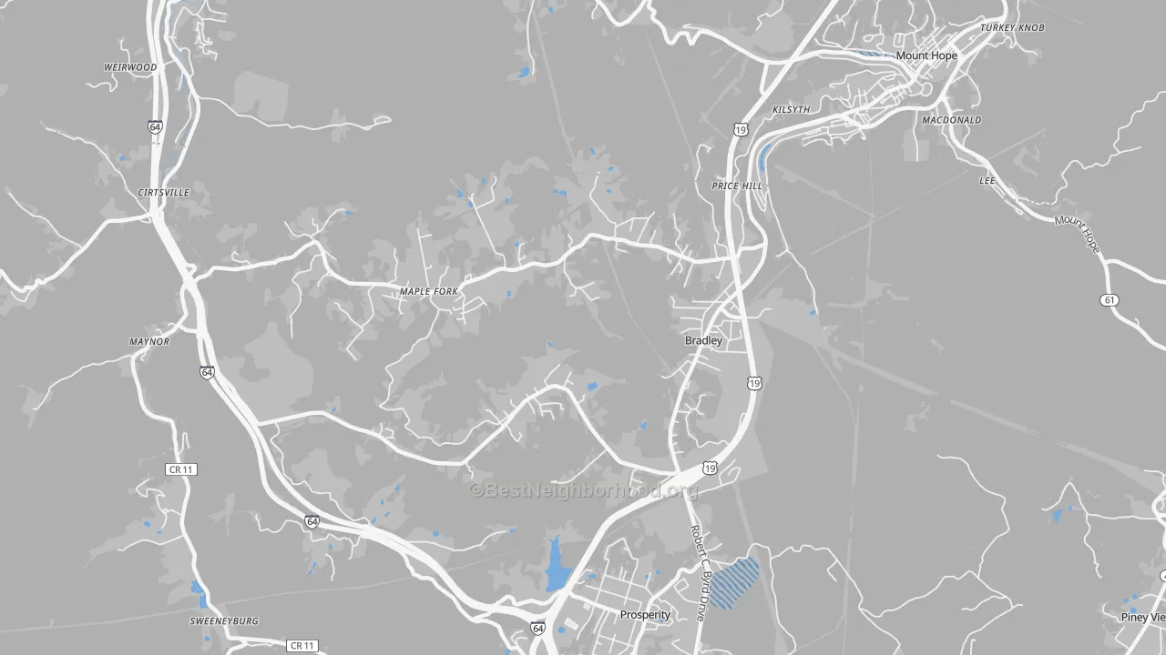 Transit Grade map of Bradley, WV