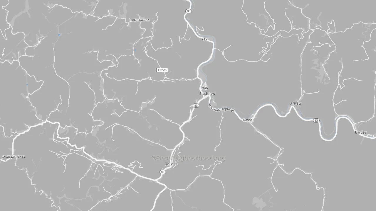 Transit Grade map of Bradshaw, WV