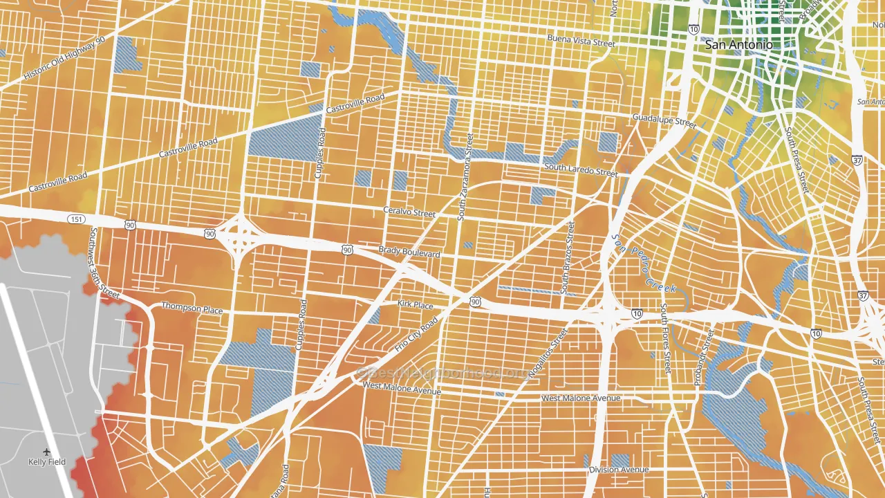 Transit Grade map of Brady Gardens, San Antonio, TX