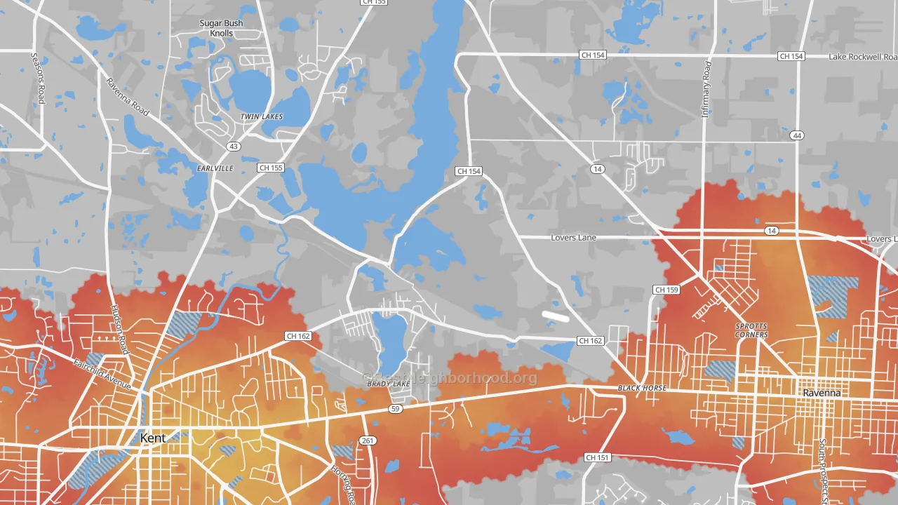 Transit Grade map of Brady Lake, OH