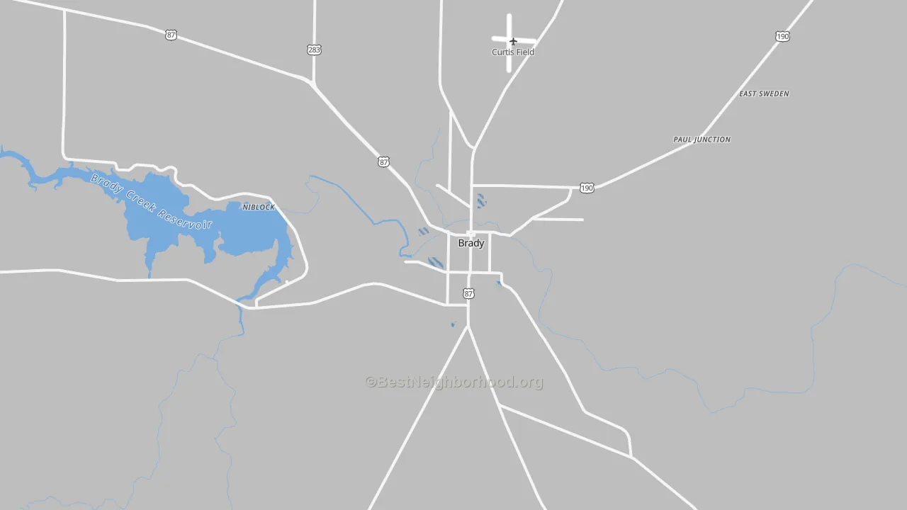 Transit Grade map of Brady, TX