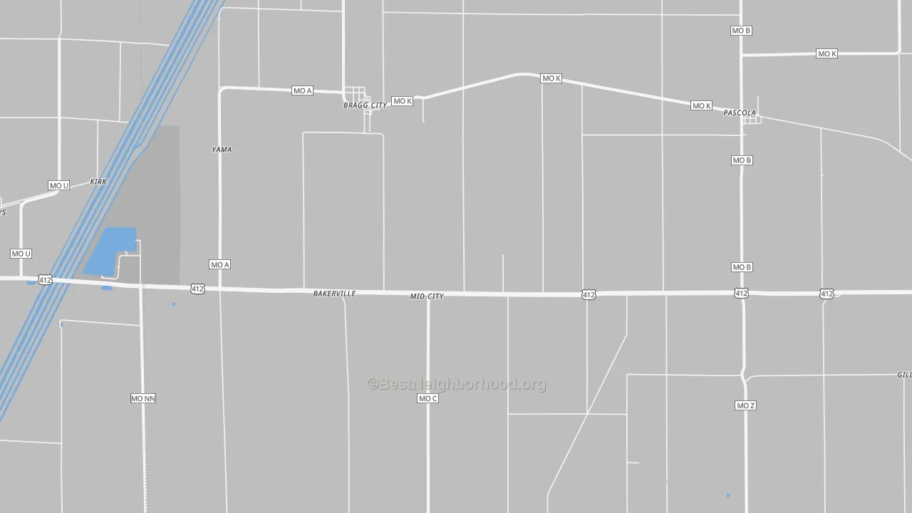 Transit Grade map of Bragg City, MO