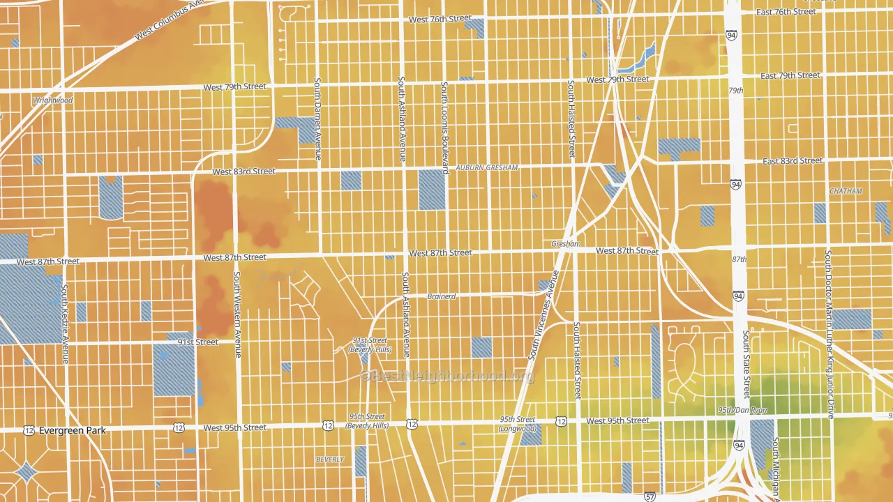 Transit Grade map of Brainerd, Chicago, IL