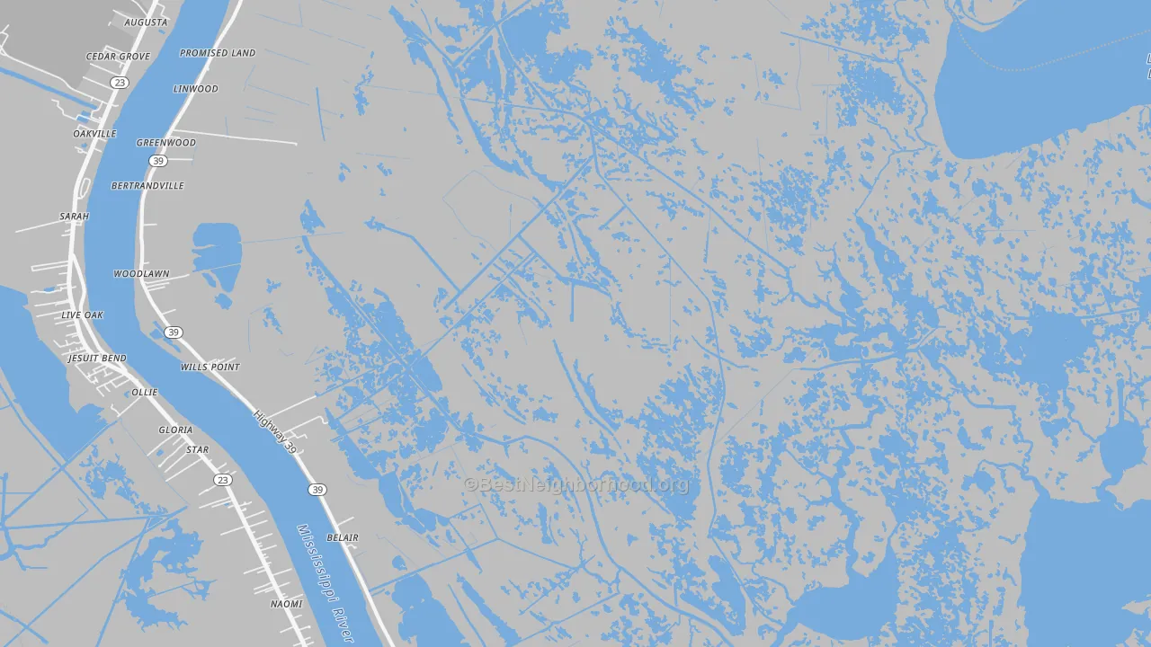 Transit Grade map of Braithwaite, LA