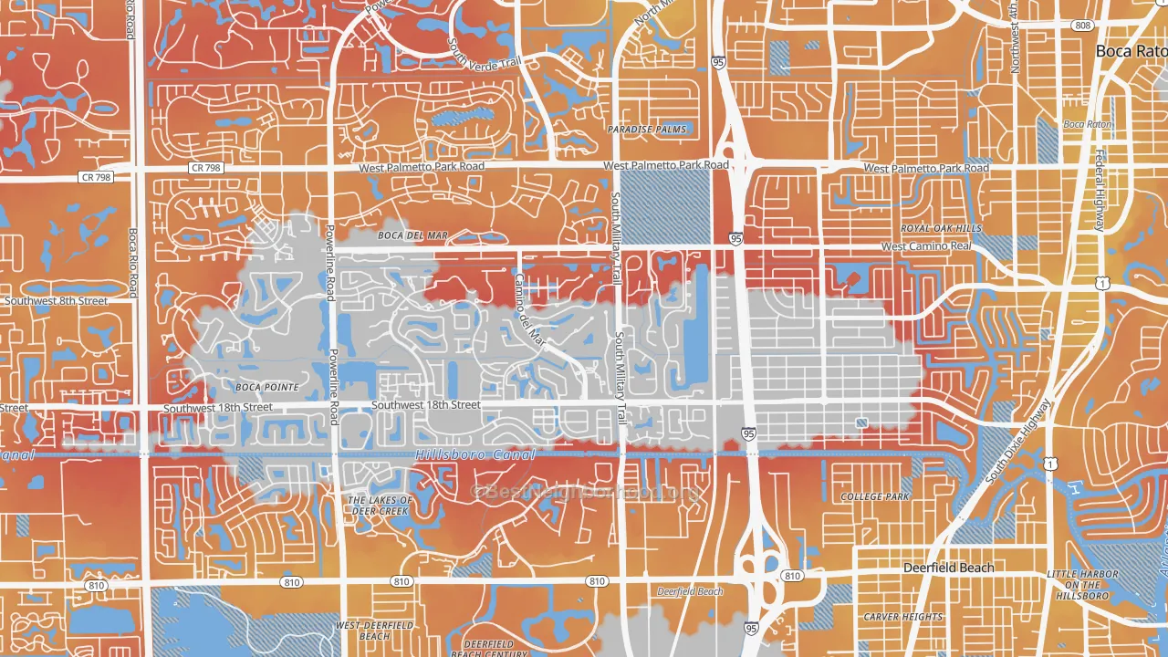 Transit Grade map of Bramalea, Boca Raton, FL