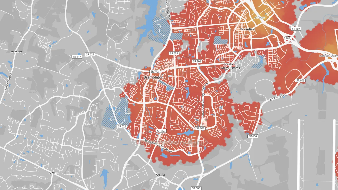 Transit Grade map of Brambleton, VA