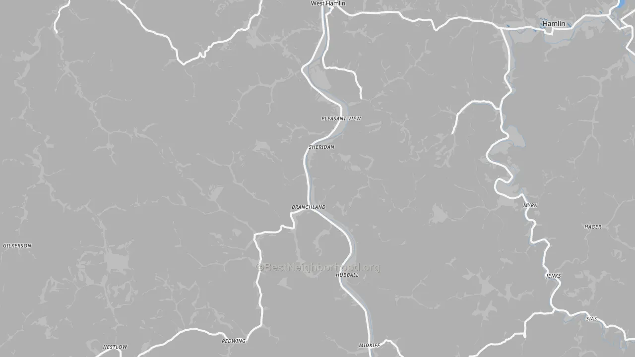 Transit Grade map of Branchland, WV