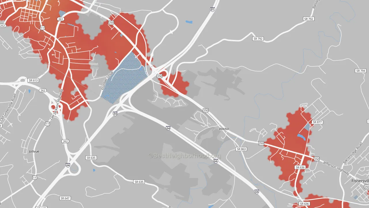 Transit Grade map of Brand, VA
