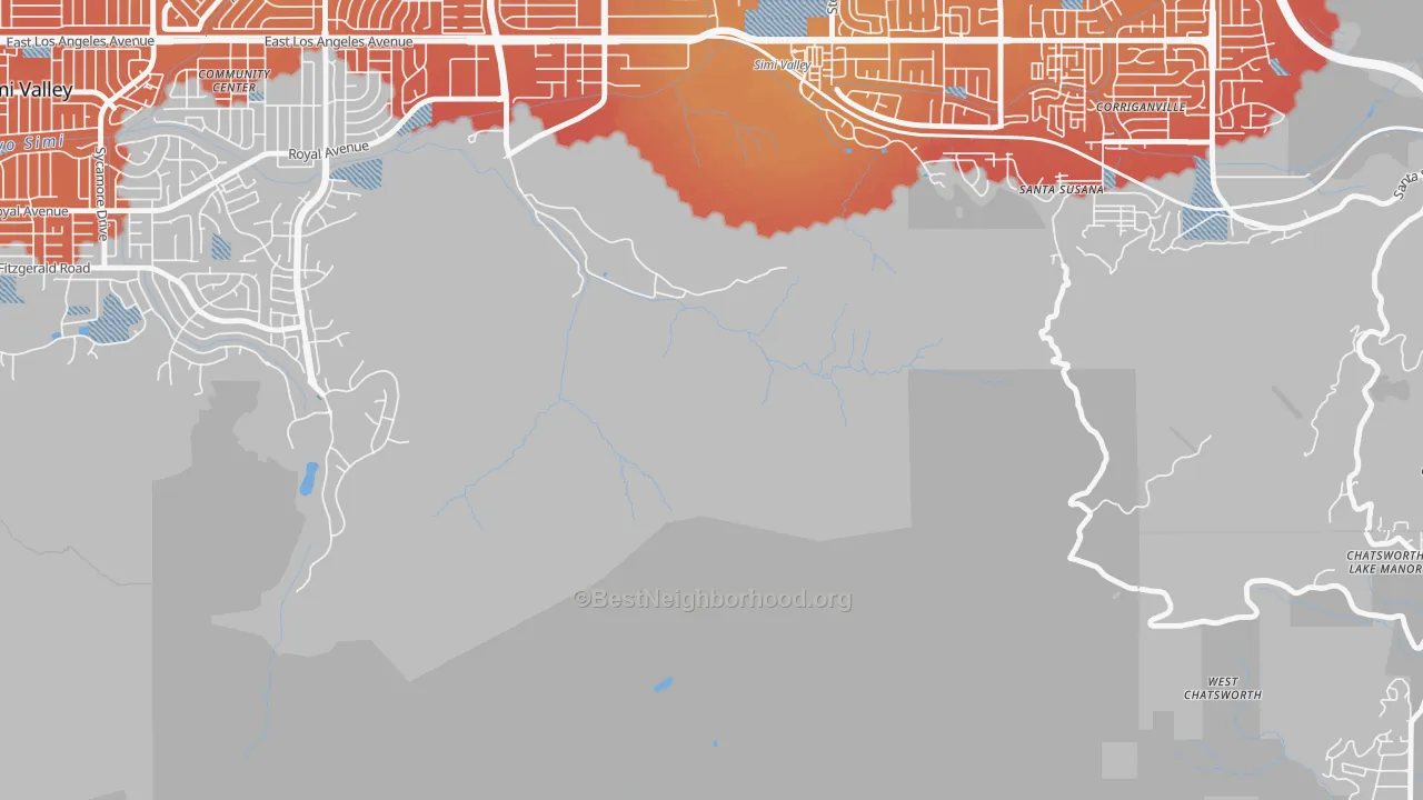 Transit Grade map of Brandeis, CA