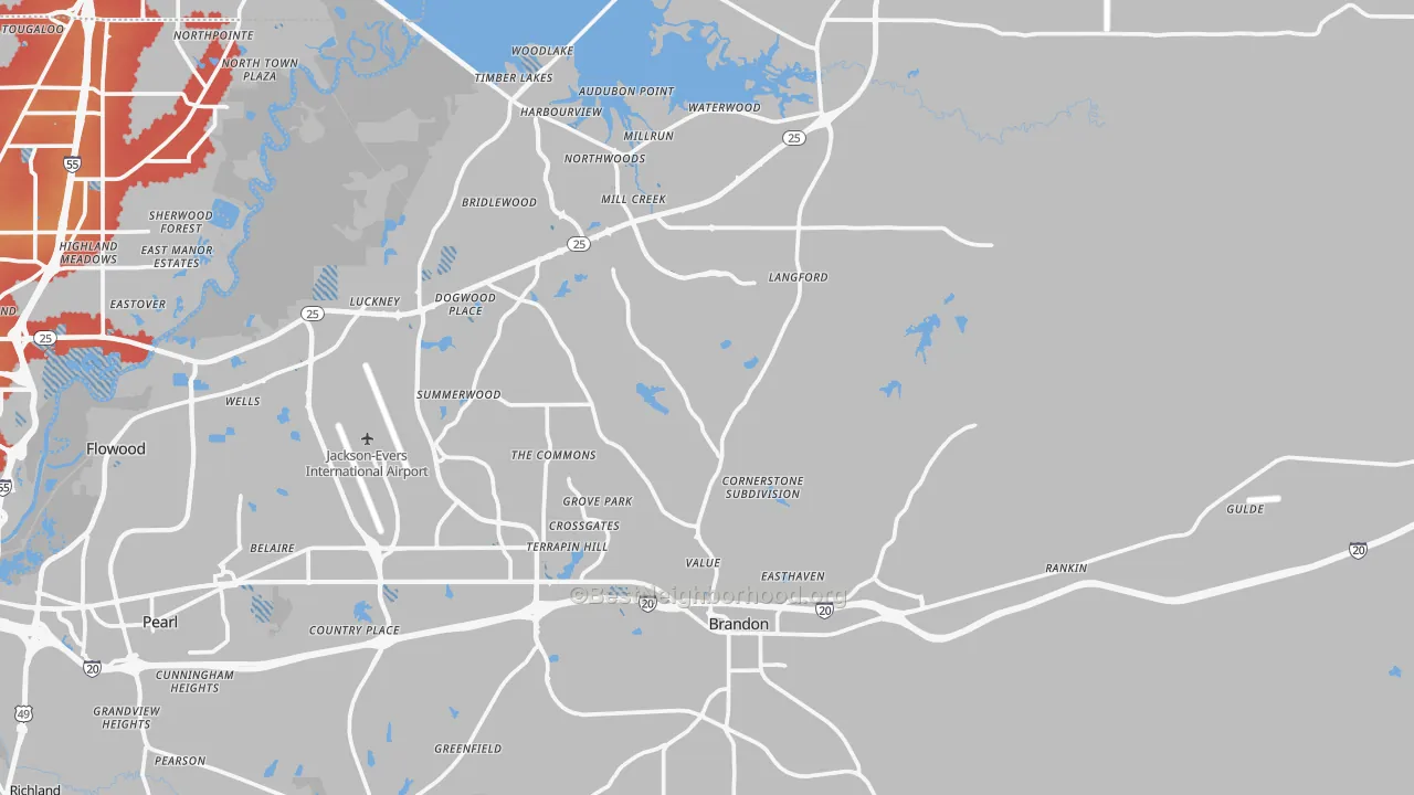 Transit Grade map of Brandon, MS