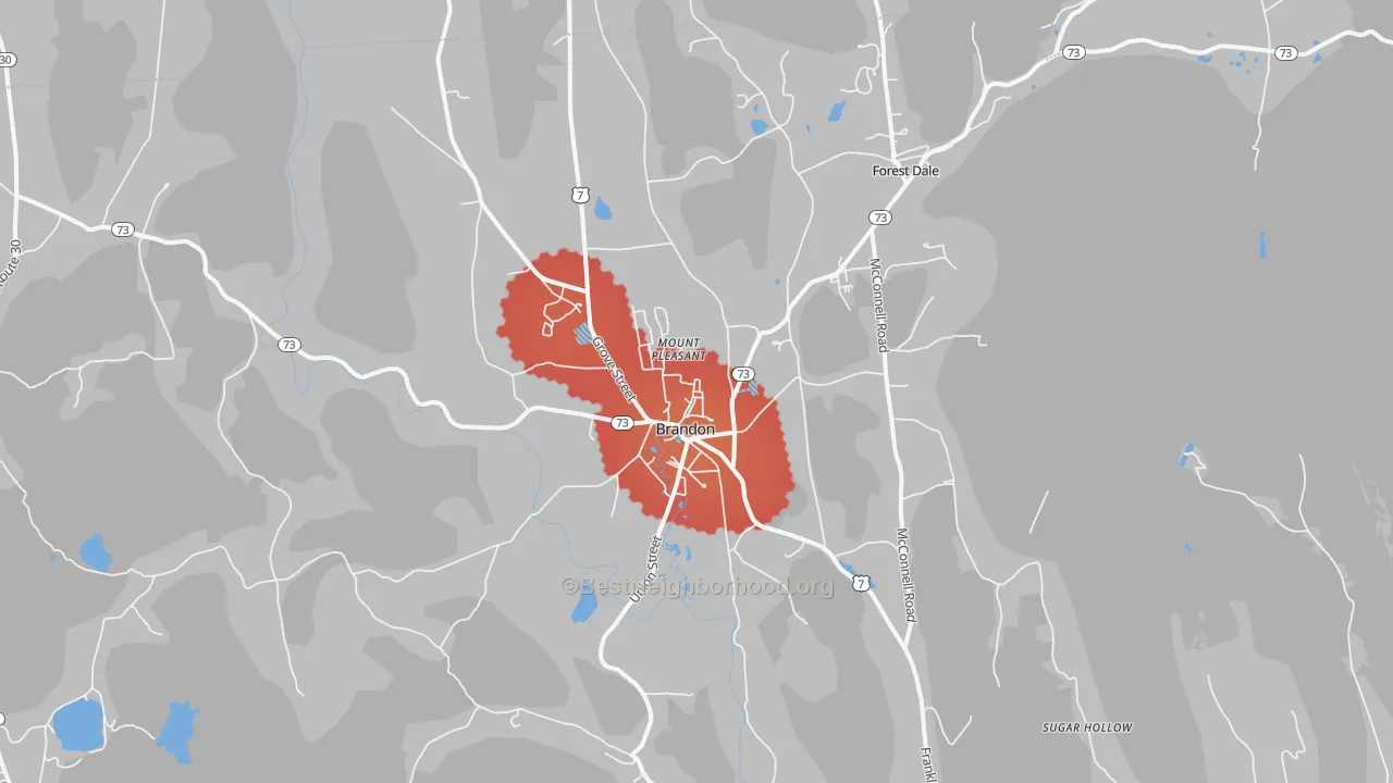 Transit Grade map of Brandon, VT
