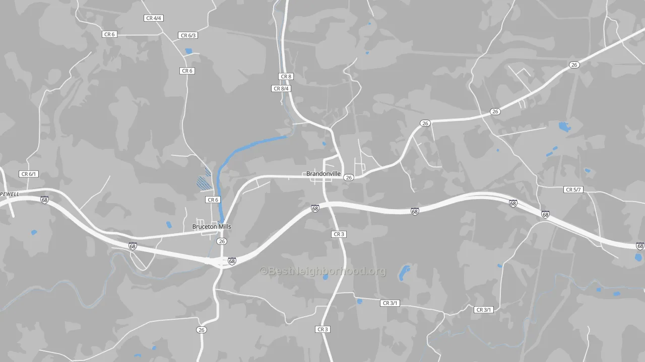 Transit Grade map of Brandonville, WV