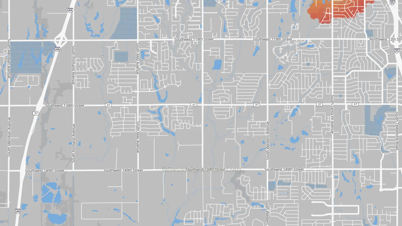 Transit Grade map of Brandywine, Oklahoma City, OK