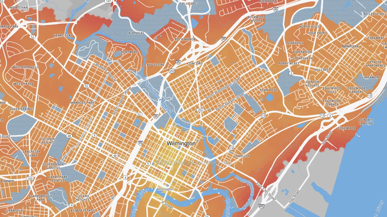Transit Grade map of Brandywine Village, Wilmington, DE
