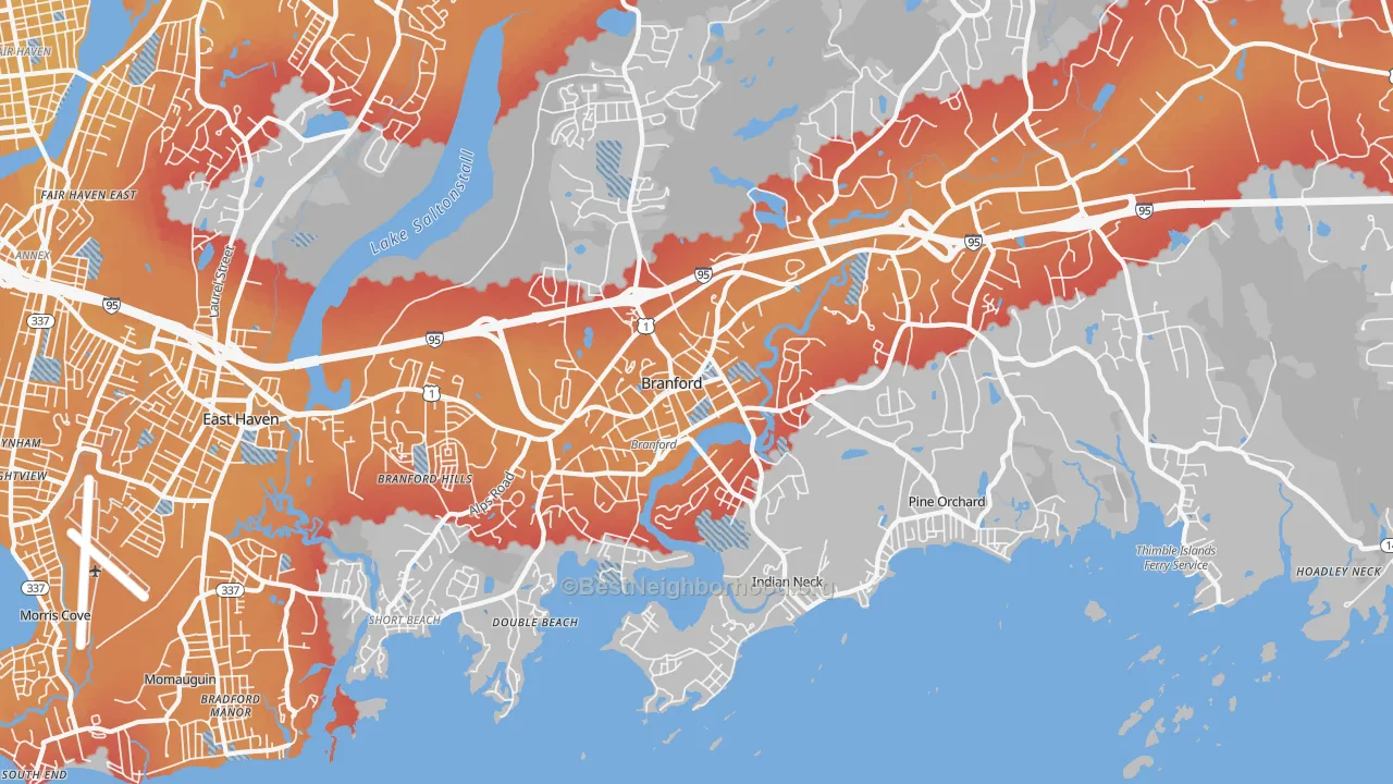 Transit Grade map of Branford, CT