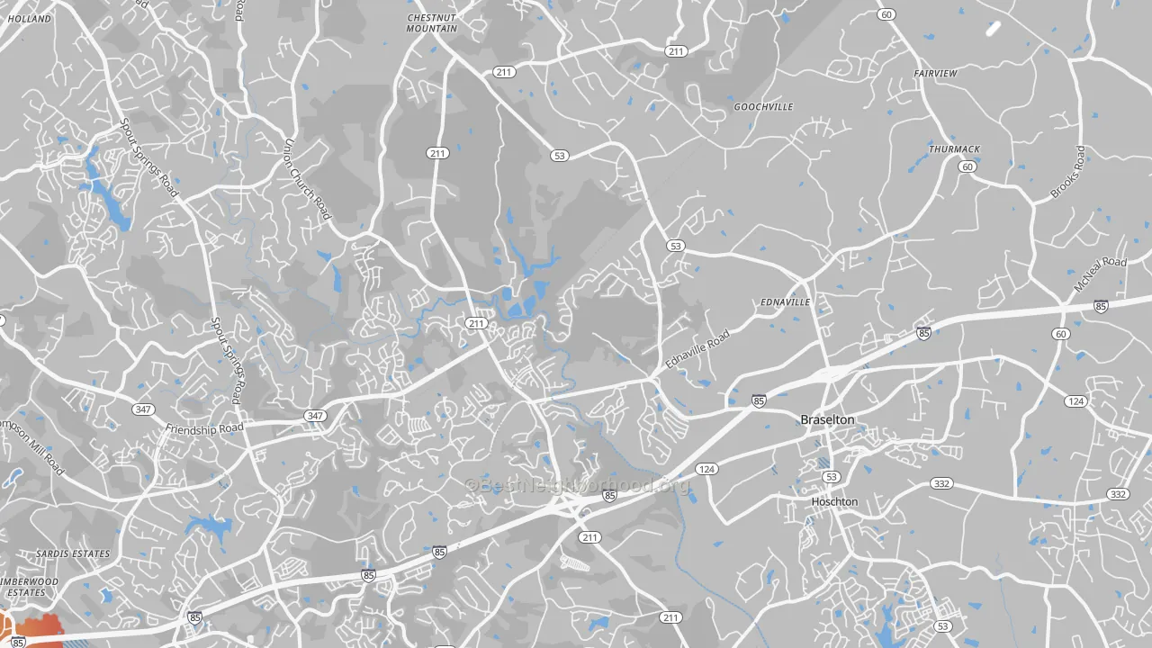 Transit Grade map of Braselton, GA