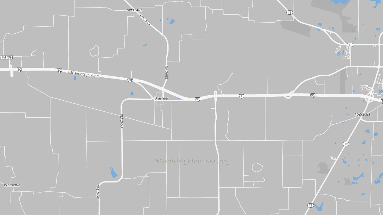 Transit Grade map of Brashear, TX