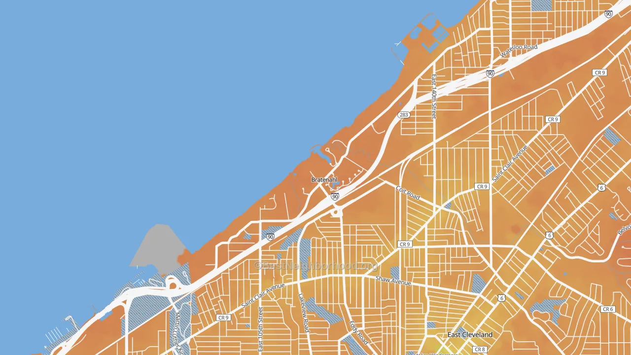 Transit Grade map of Bratenahl, OH