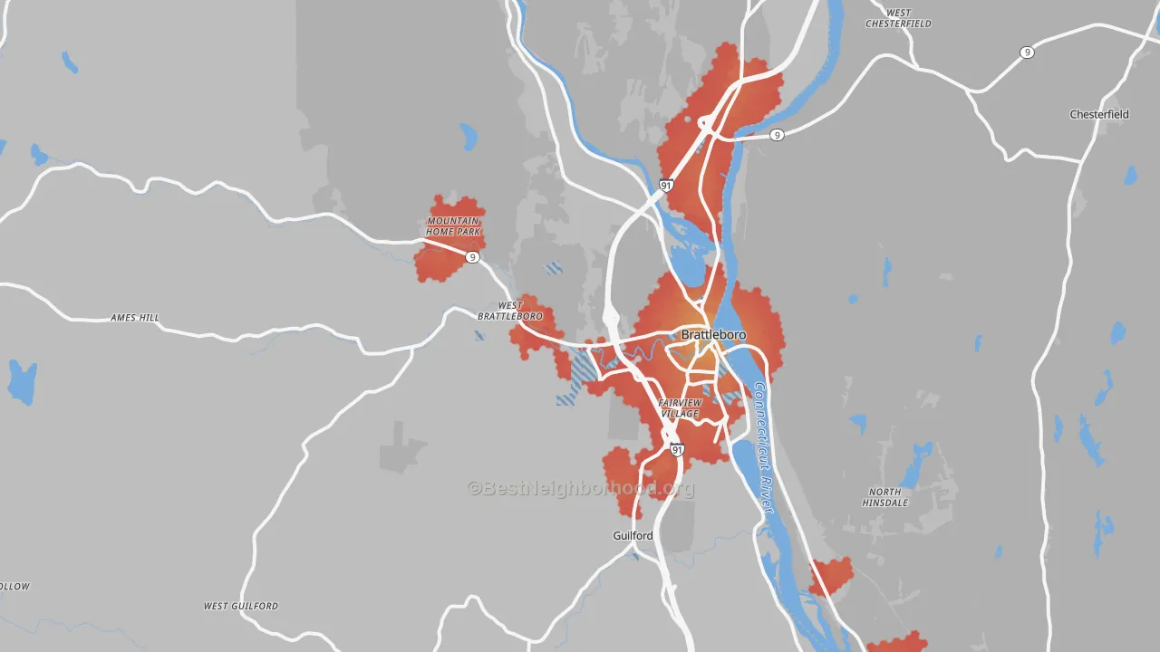 Transit Grade map of Brattleboro, VT