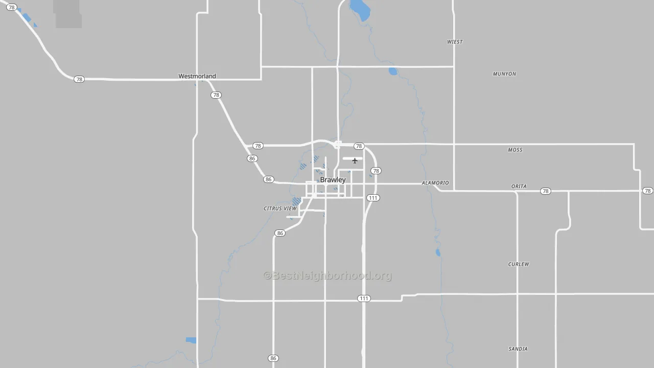 Transit Grade map of Brawley, CA