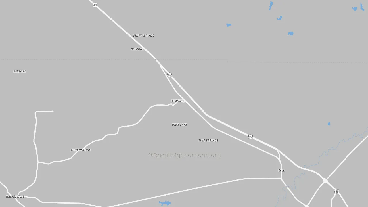 Transit Grade map of Braxton, MS