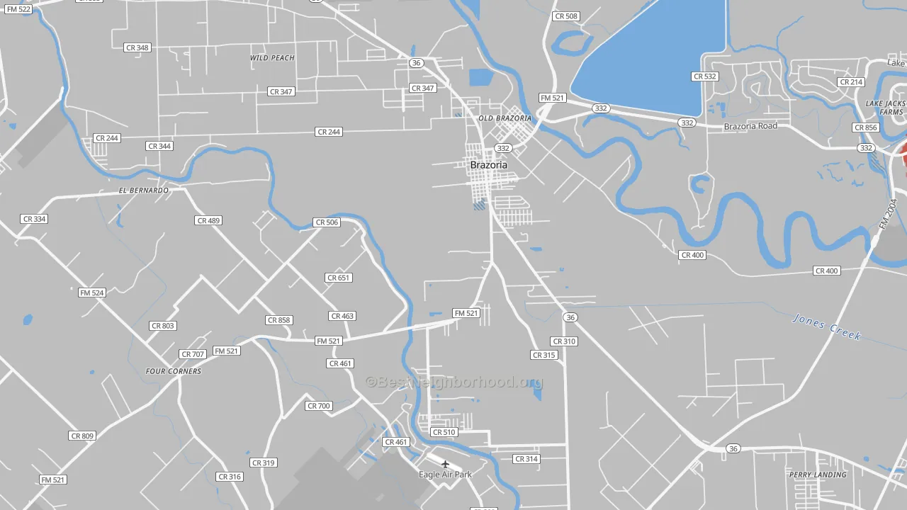 Transit Grade map of Brazoria, TX